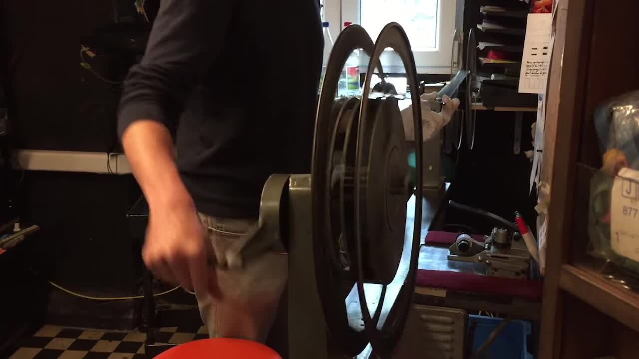 Film reels in motion
